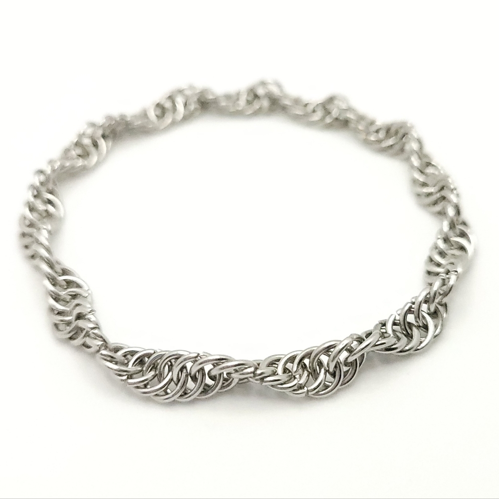 Infinity Spiral Chainmail Bracelet In Stainless Steel